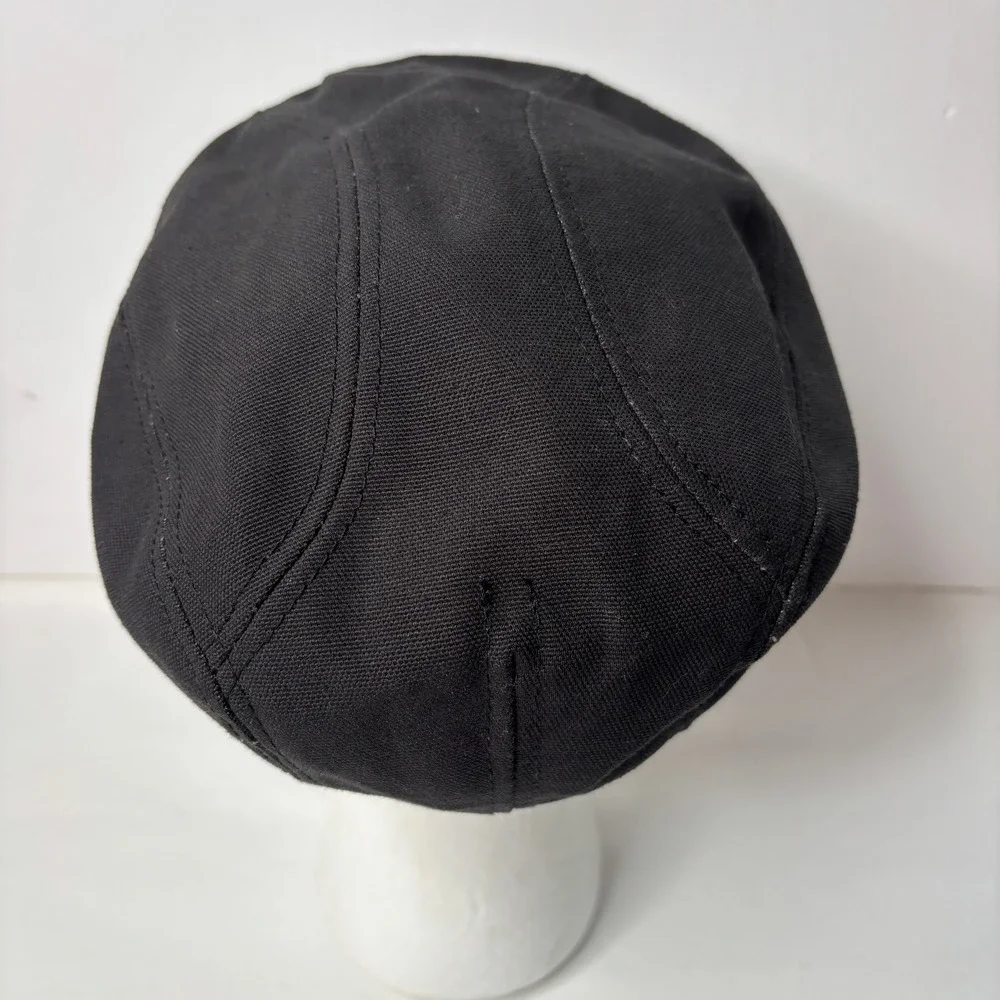 VTG New York Hat‎ Co Black Canvas Newsboy Cap Mens S/M Union Label USA Made